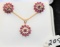 LADIES RUBY & DIAMOND 14K PENDANT & EARRING SET