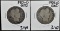 1901-0 GOOD, 1902-0 GOOD BARBER HALF DOLLARS