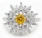 4CT CANARY YELLOW TOPAZ AND WHITE TOPAZ RING