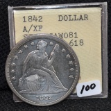 1842 XF SEATED DOLLAR