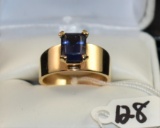 LADIES 4.31CT TANZANITE 14K YELLOW GOLD RING