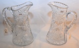 2 CUT GLASS CRYSTAL WATER PITCHERS