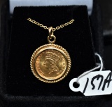 1883 $1 GOLD COIN IN 14K GOLD BEZEL PENDANT