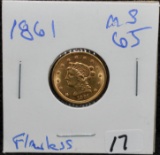RARE 1861 $2 1/2 LIBERTY GOLD COIN
