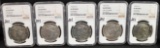 5 MIXED DATES NGC GRADED PEACE DOLLARS - DETAILS