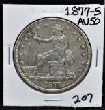 1877-S AU50 TRADE DOLLAR FROM SAFE DEPOSIT