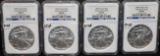 FOUR 2009 (EARLY RELEASE) SILVER EAGLES MS69