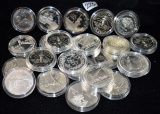 24 $1 SILVER COMMEMORATIVE COIN IN CAPSULES