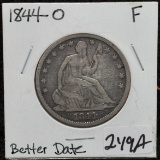 1844-0 (BETTER DATE) FINE SEATED HALF DOLLAR