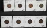 EIGHT 1922-D LINCOLN WHEAT PENNIES