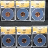 6 GORGEOUS ANACS PROOF RED LINCOLN CENTS