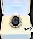 LADIES 11.92CTTW SAPPHIRE & DIAMOND 18K GOLD RING