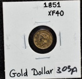 1851 XF40 $1 TYPE 1 PRINCESS GOLD COIN