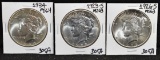 1923-S MS63, 1926-S MS63, 1934 MS64 PEACE DOLLARS