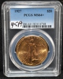 1927 $20 SAINT GAUDENS GOLD COIN PCGS MS64+