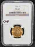 1900 $5 LIBERTY GOLD  COIN - NGC MS62