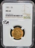 1901 $5 LIBERTY GOLD  COIN - NGC MS62