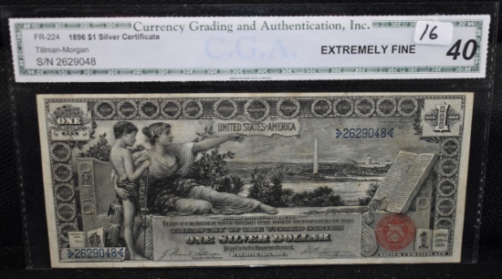 RARE $1 SILVER CERTIFICATE SERIES 1896 LARGE SIZE