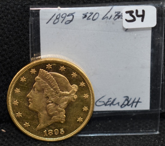 1895 GEM BU $20 LIBERTY GOLD COIN