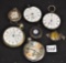 7 MISC SILVER CASE POCKET WATCHES