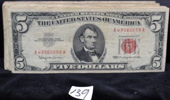 40 $5 RED SEAL $5 U.S. NOTES SERIES 1963