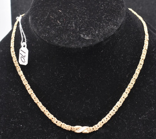 16.5 INCH 14K YELLOW GOLD DIAMOND NECKLACE