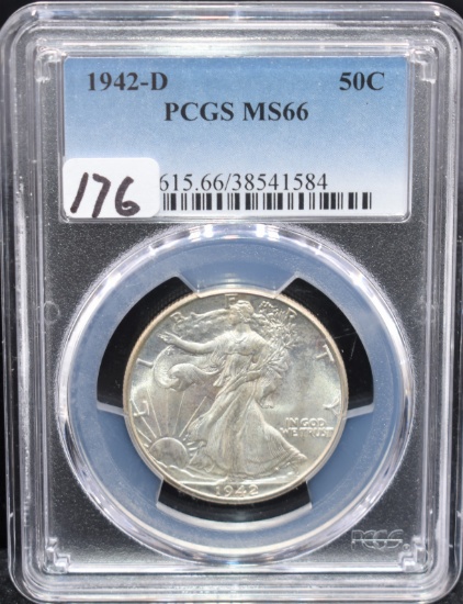 1942-D WALKING LIBERTY HALF DOLLAR - PCGS MS66