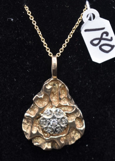 DIAMOND 14K YELLOW GOLD NUGGET PENDANT