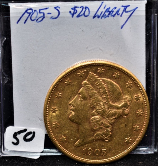 1905-S LIBERTY GOLD DOUBLE EAGLE COIN