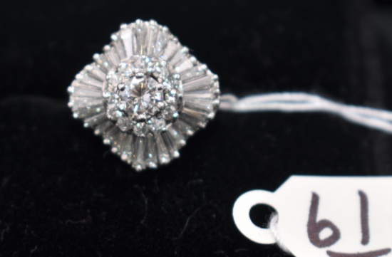 2.14CTTW DIAMOND 14K GOLD BALLERINA HALO RING