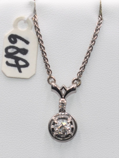 LOVELY LADIES 14K WHITE GOLD DIAMOND PENDANT