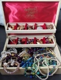JEWELRY BOX FILLED WITH COSTUME JEWELRY