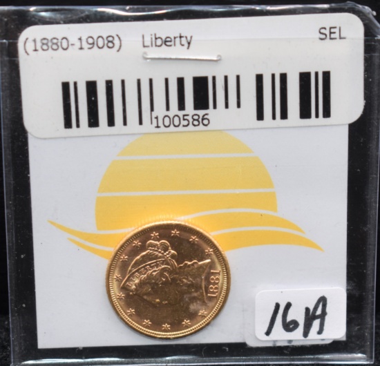1881 BU $5 LIBERTY GOLD COIN FROM SAFE DEPOSIT