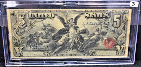 RARE SERIES 1896 $5 SILVER CERTIFICATE