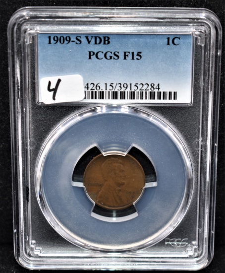 KEY 1909-SVDB LINCOLN PENNY - PCGS F15