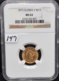 1873 (CLOSED 3) $2 1/2 LIBERTY GOLD NGC MS61