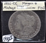 1892-CC MORGAN DOLLAR MARKED FINE