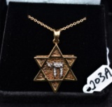 14k TWO-TONE DIAMOND STAR OF DAVID PENDANT