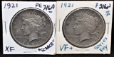 TWO KEY DATE 1921 PEACE DOLLARS