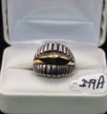 14K YELLOW GOLD & STAINLESS STEEL RING
