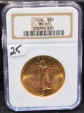 1926 SAINT GAUDENS $20 GOLD COIN - NGC MS61