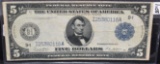 LARGE SIZE $5 FED. RESERVE NOTE - SERIES 1914