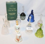 COLLECTION OF 10 CRYSTAL & CHINA BELLS
