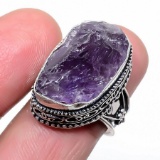 African Amethyst Rough 925 Sterling Ring