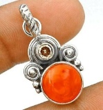 NATURAL CARNELIAN STERLING SILVER PENDANT