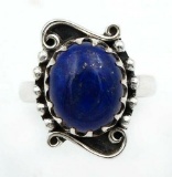 NATURAL GOLD IN LAPIS LAZULI 925 STERLING RING