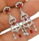 3CT RUBY AND WHITE TOPAZ 925 STERLING SILVER EARRS