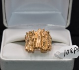 UNIQUE 14K YELLOW GOLD NUGGET STYLE RING