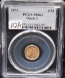 1873 (OPEN 3) $1 TYPE III GOLD COIN PCGS MS63