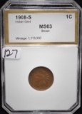 1908-S INDIAN HEAD PENNY - PCI MS63 BROWN
